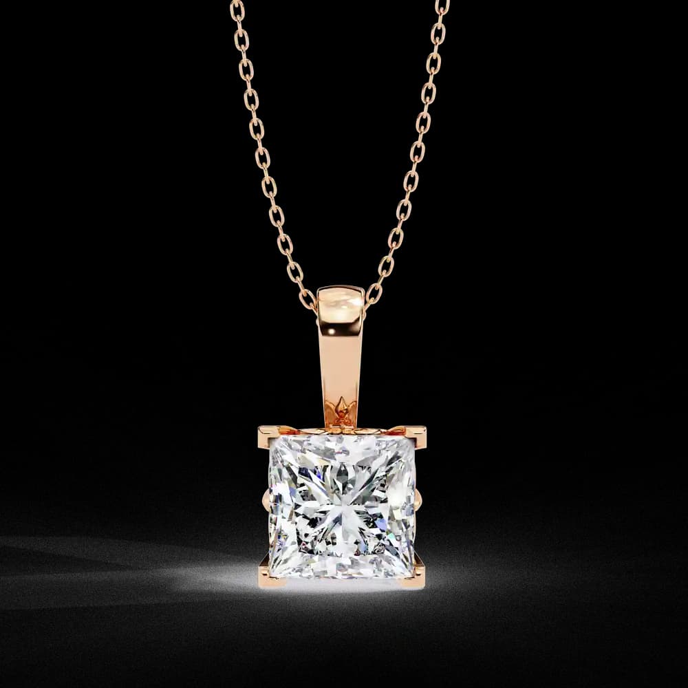 Sparkling Princess Cut Lab Grown Diamond Pendant - Image 12 Sparkling Princess Cut Lab Grown Diamond Pendant, view 12 of 16