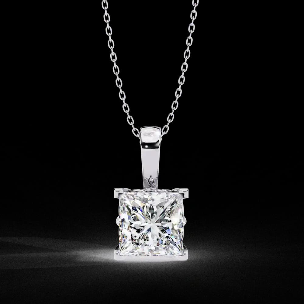Sparkling Princess Cut Lab Grown Diamond Pendant - Image 13 Sparkling Princess Cut Lab Grown Diamond Pendant, view 13 of 16