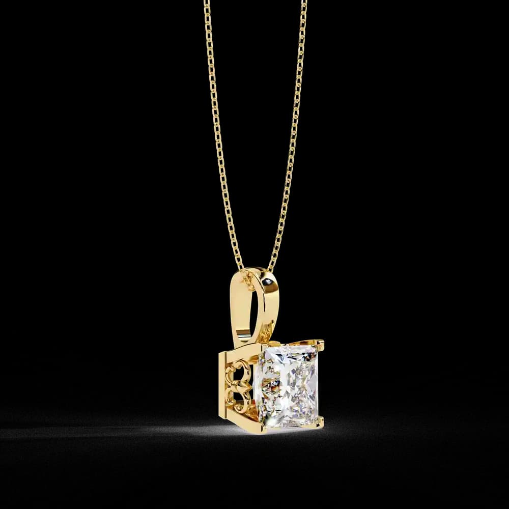Sparkling Princess Cut Lab Grown Diamond Pendant - Image 15 Sparkling Princess Cut Lab Grown Diamond Pendant, view 15 of 16