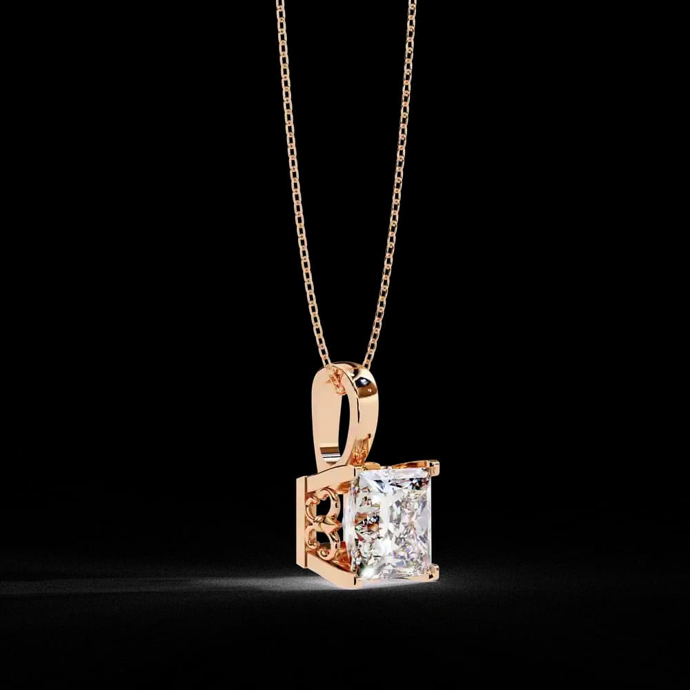 Sparkling Princess Cut Lab Grown Diamond Pendant - Image 16 Sparkling Princess Cut Lab Grown Diamond Pendant, view 16 of 16