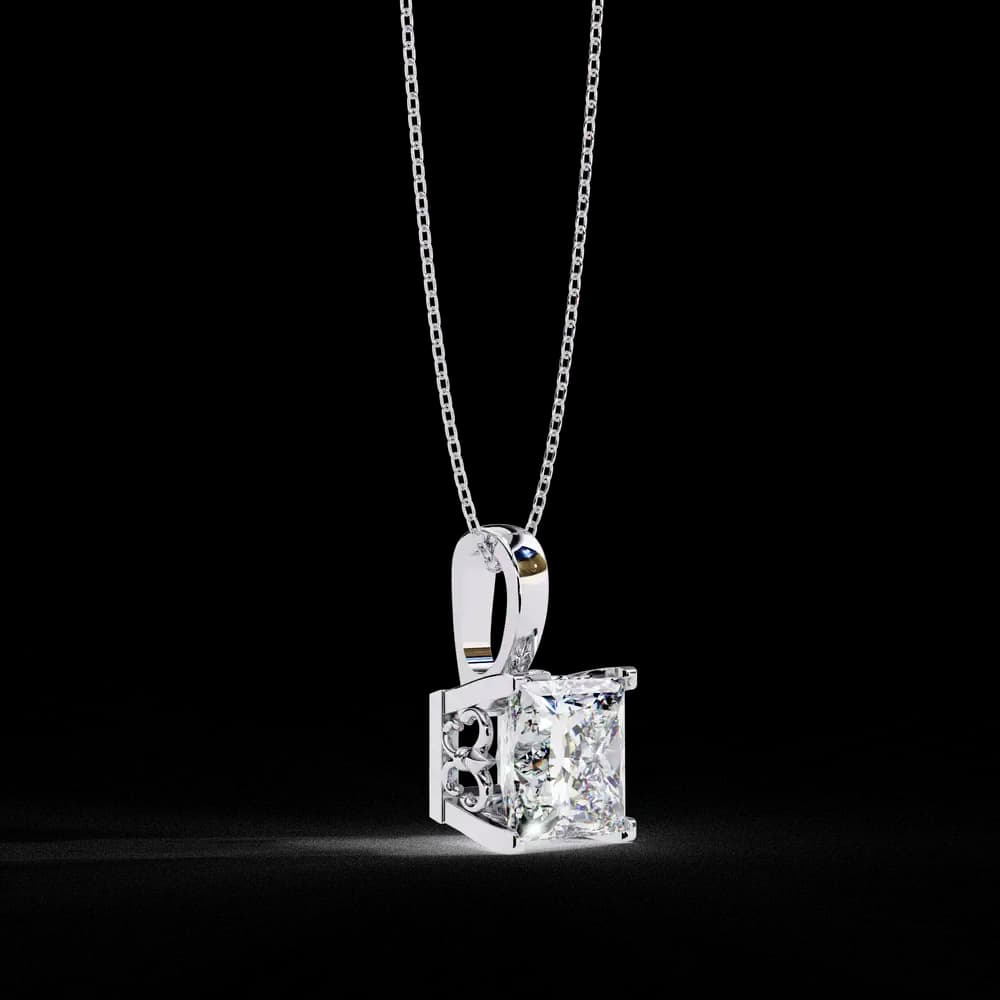 Sparkling Princess Cut Lab Grown Diamond Pendant - Image 2 Sparkling Princess Cut Lab Grown Diamond Pendant, view 2 of 16