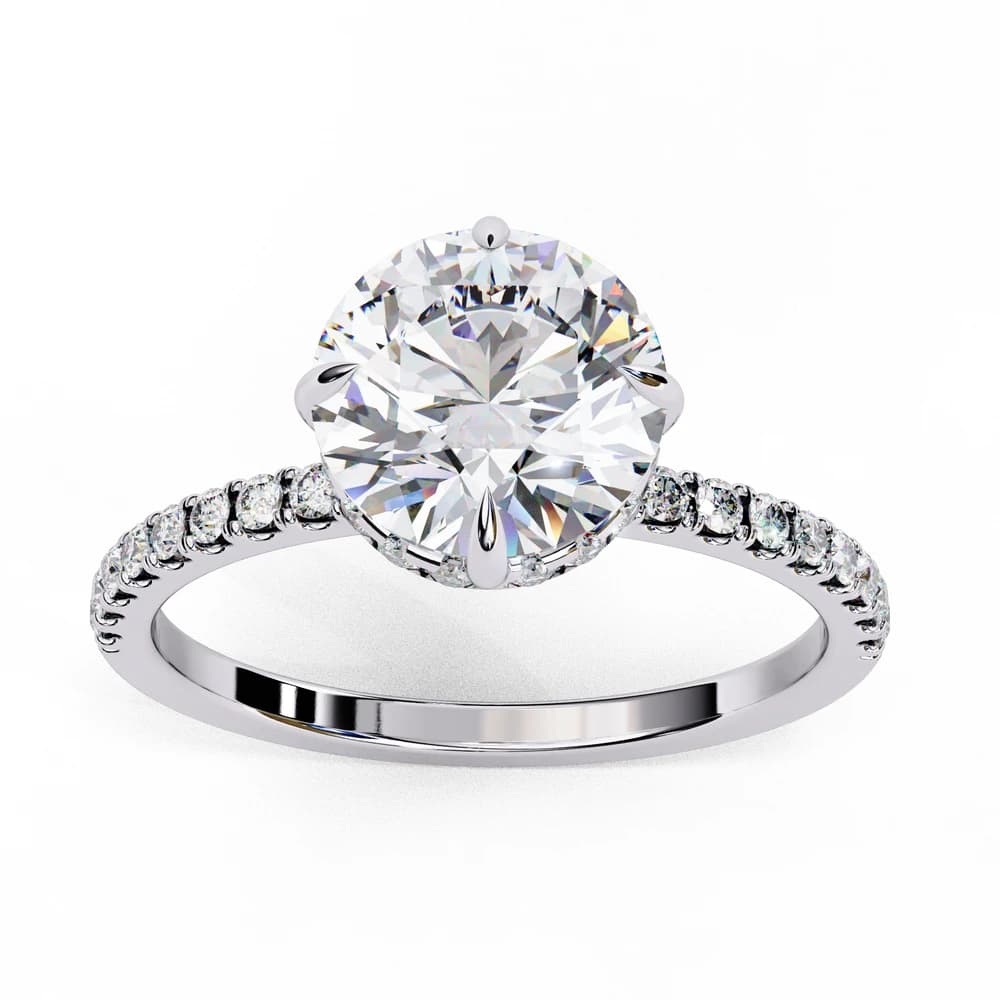 Sparkling Lab Grown Diamond Round Cut Engagement Ring - Image 1 Sparkling Lab Grown Diamond Round Cut Engagement Ring, view 1 of 13