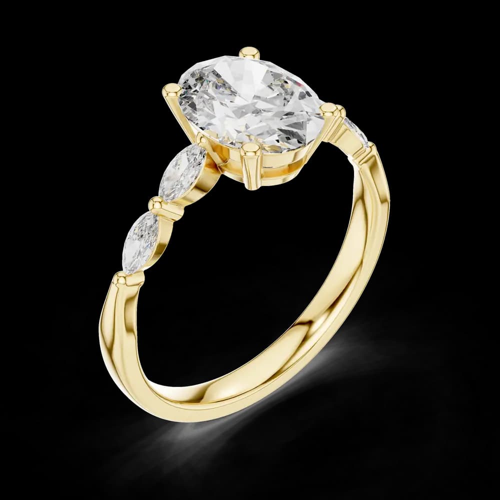 Oval Cut Marquise Lab Grown Diamond Ring - Image 5 Oval Cut Marquise Lab Grown Diamond Ring, view 5 of 6