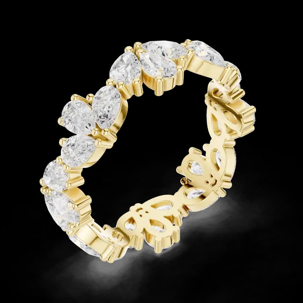 Cluster Pear Cut Diamond Eternity Band - Image 6 Cluster Pear Cut Diamond Eternity Band, view 6 of 6