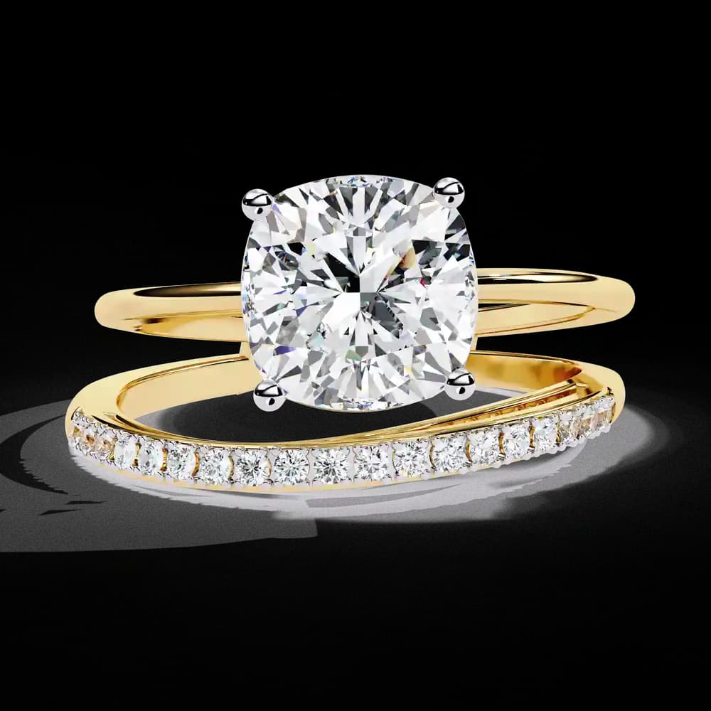 Eclipse Elegance Split-Shank Cushion Lab Grown Diamond Ring - Image 1 Eclipse Elegance Split-Shank Cushion Lab Grown Diamond Ring, view 1 of 9