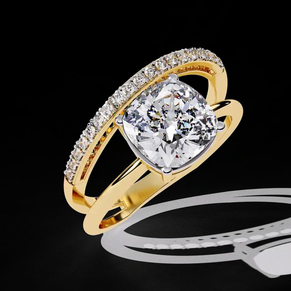 Eclipse Elegance Split-Shank Cushion Lab Grown Diamond Ring - Image 6 Eclipse Elegance Split-Shank Cushion Lab Grown Diamond Ring, view 6 of 9
