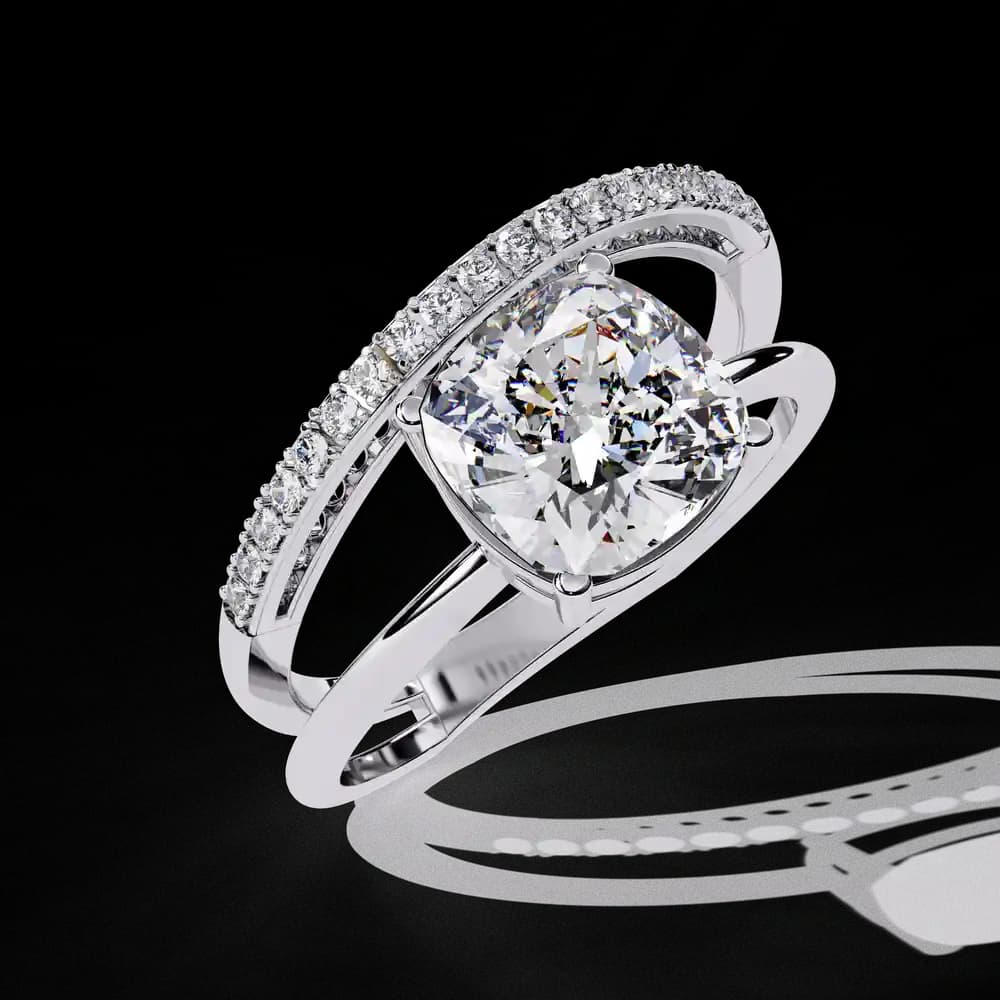 Eclipse Elegance Split-Shank Cushion Lab Grown Diamond Ring - Image 9 Eclipse Elegance Split-Shank Cushion Lab Grown Diamond Ring, view 9 of 9