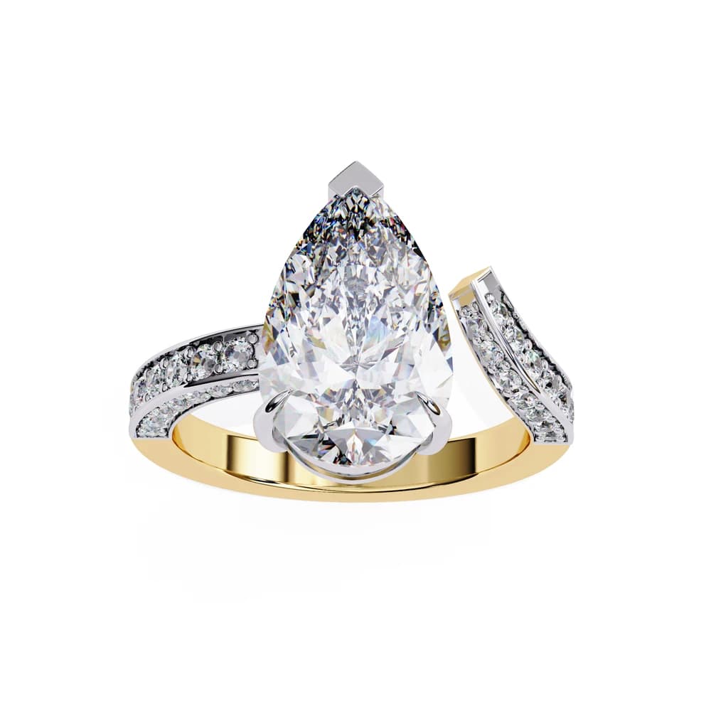 Split Shank pear shaped Lab Grown Diamond ring - Image 1 Split Shank pear shaped Lab Grown Diamond ring, view 1 of 15