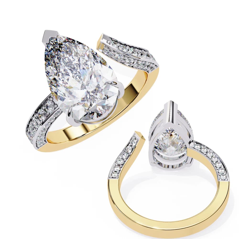 Split Shank pear shaped Lab Grown Diamond ring - Image 11 Split Shank pear shaped Lab Grown Diamond ring, view 11 of 15
