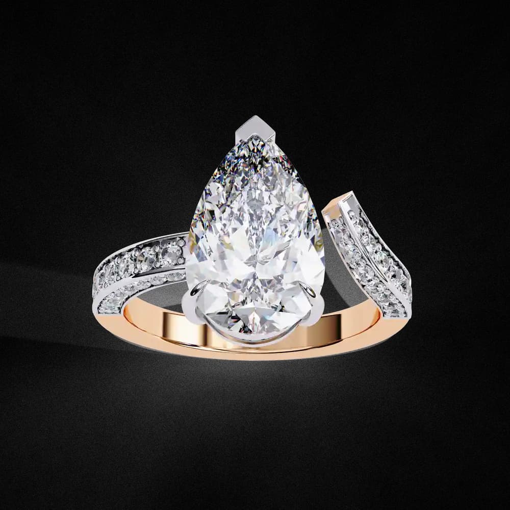 Split Shank pear shaped Lab Grown Diamond ring - Image 14 Split Shank pear shaped Lab Grown Diamond ring, view 14 of 15