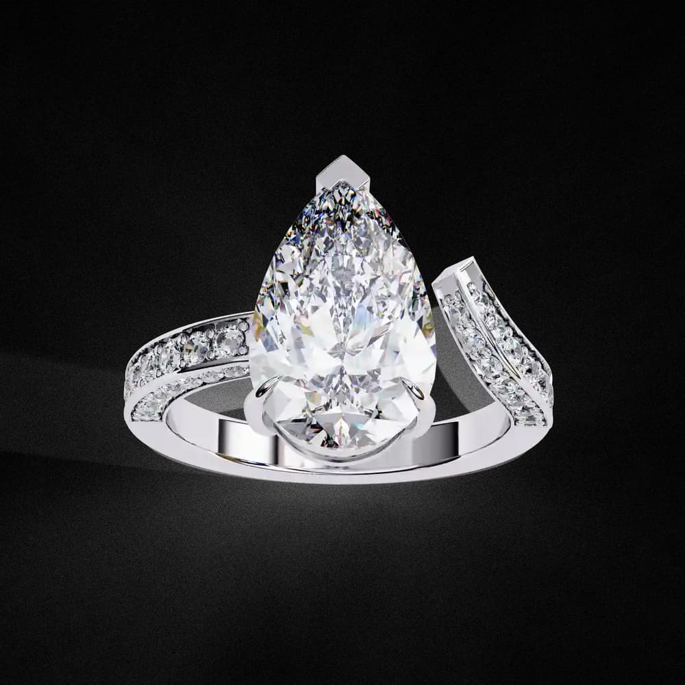 Split Shank pear shaped Lab Grown Diamond ring - Image 15 Split Shank pear shaped Lab Grown Diamond ring, view 15 of 15
