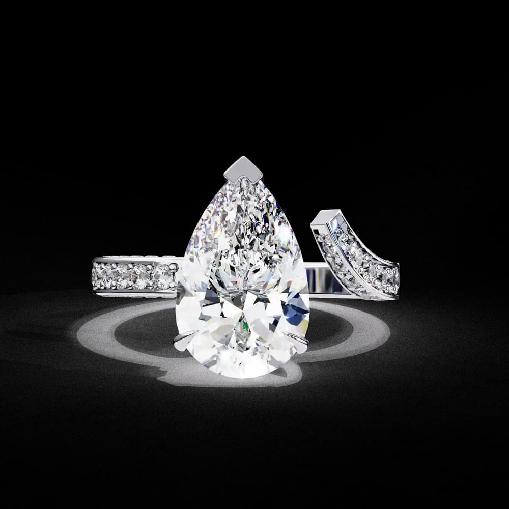 Split Shank pear shaped Lab Grown Diamond ring - Image 4 Split Shank pear shaped Lab Grown Diamond ring, view 4 of 15