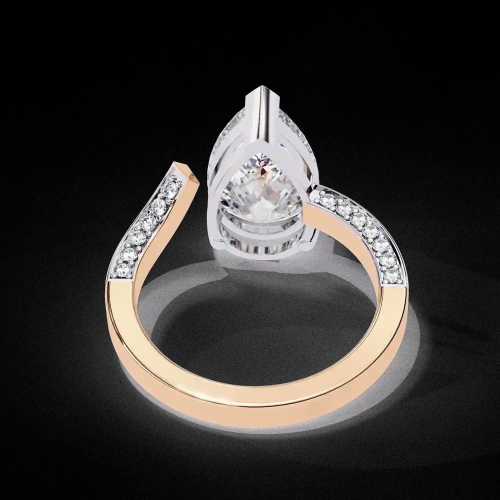 Split Shank pear shaped Lab Grown Diamond ring - Image 6 Split Shank pear shaped Lab Grown Diamond ring, view 6 of 15