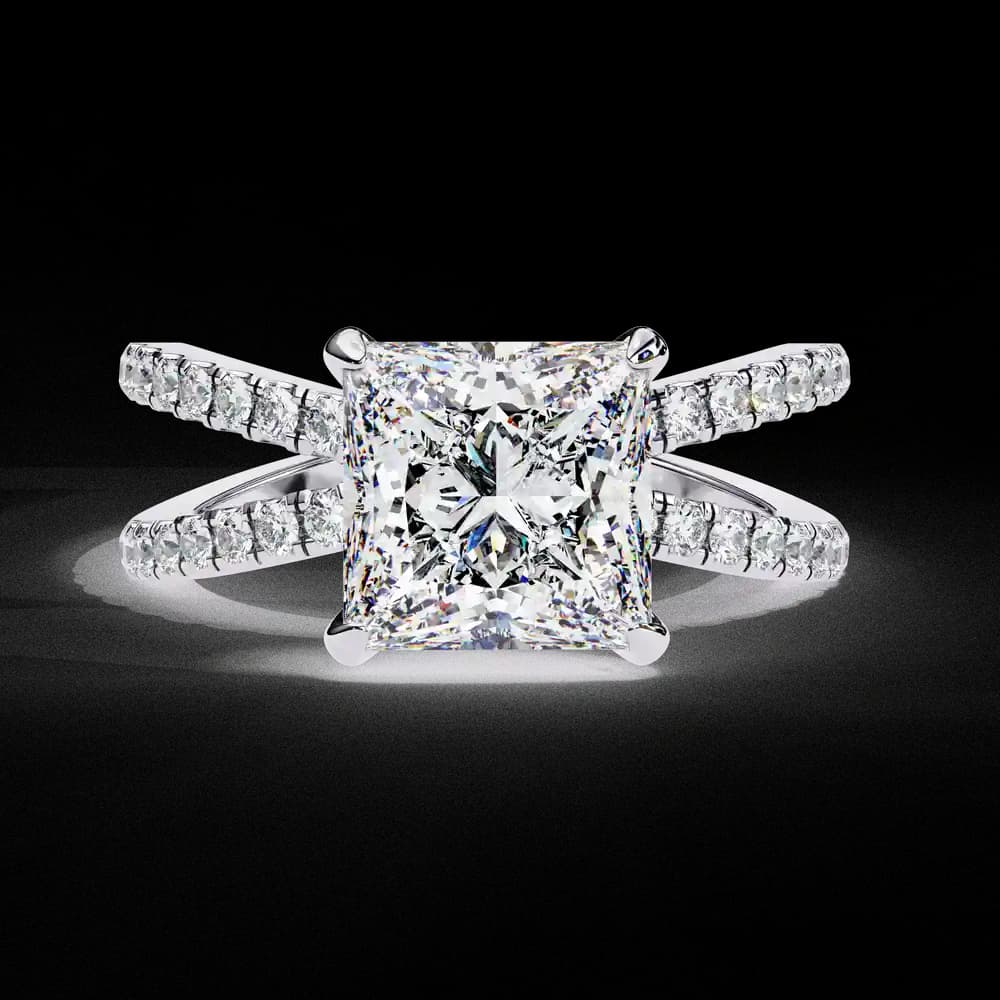 Split Shank Princess Lab Grown Diamond Solitaire Ring - Image 1 Split Shank Princess Lab Grown Diamond Solitaire Ring, view 1 of 14