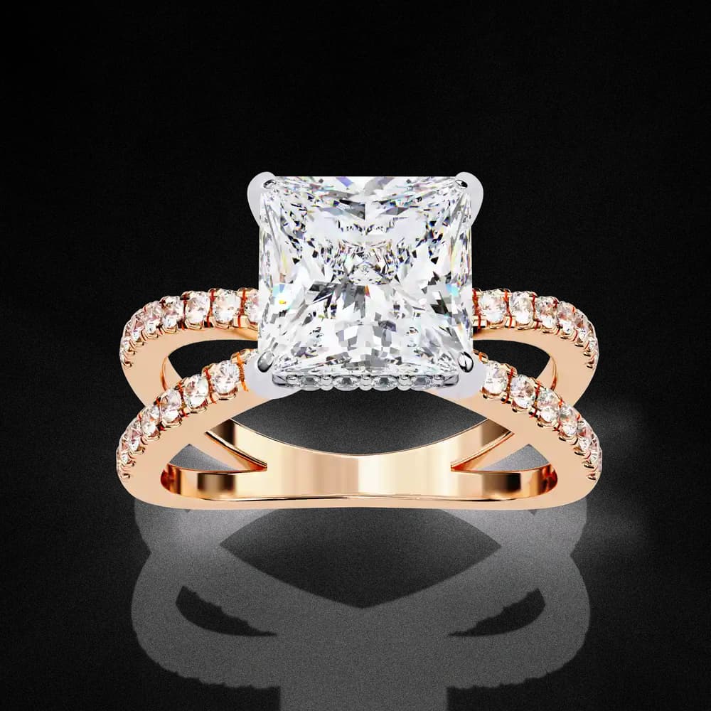 Split Shank Princess Lab Grown Diamond Solitaire Ring - Image 10 Split Shank Princess Lab Grown Diamond Solitaire Ring, view 10 of 14