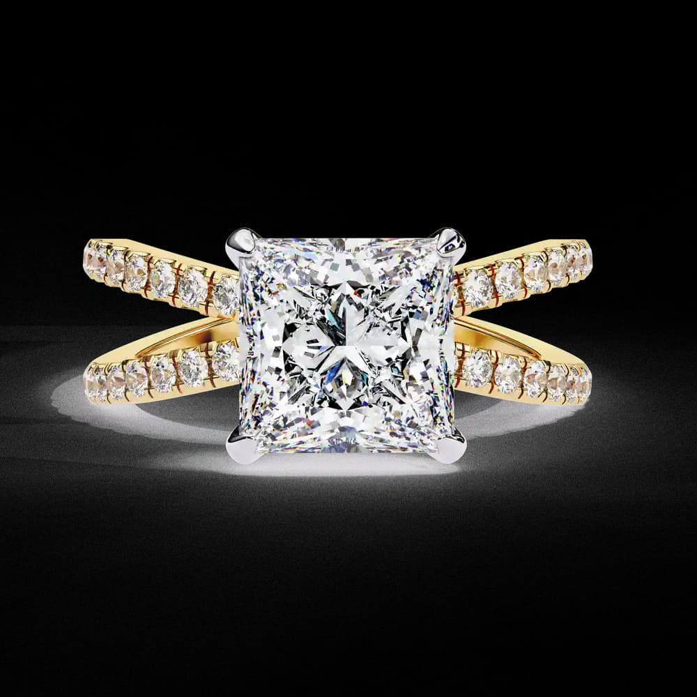 Split Shank Princess Lab Grown Diamond Solitaire Ring - Image 11 Split Shank Princess Lab Grown Diamond Solitaire Ring, view 11 of 14