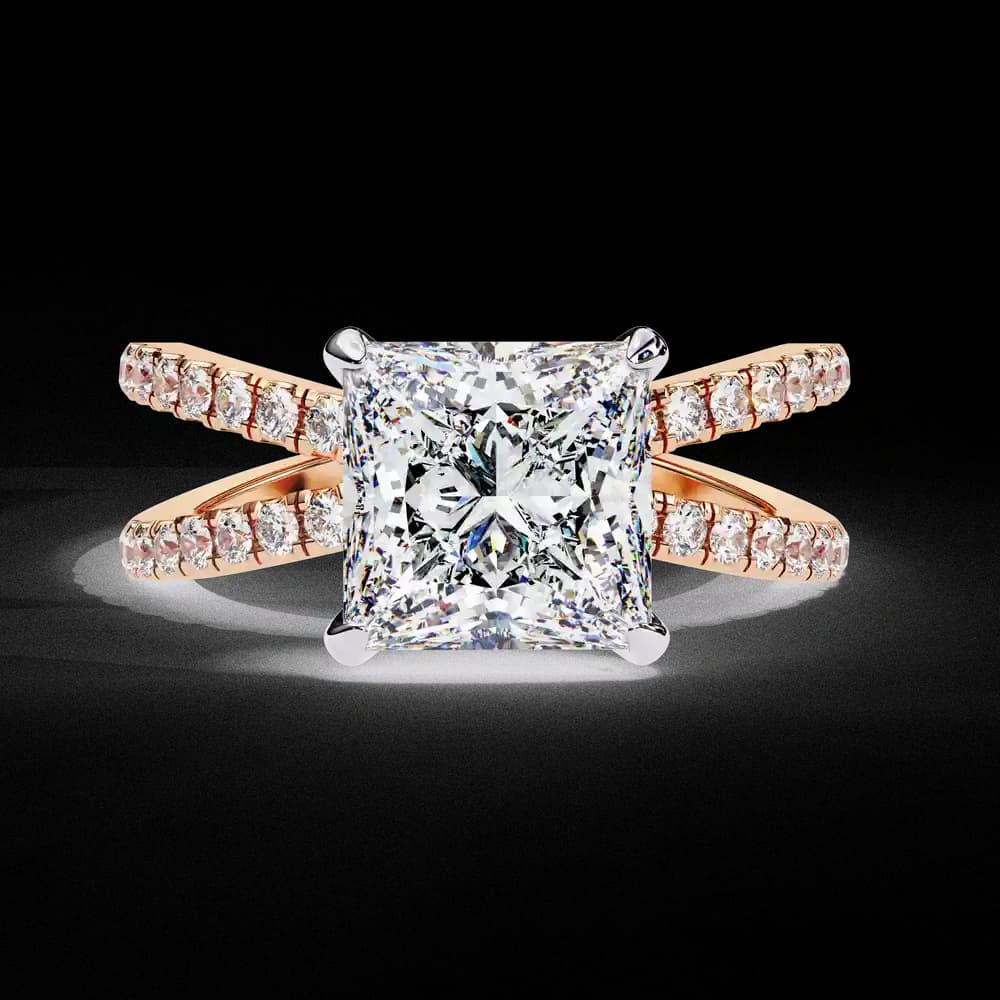 Split Shank Princess Lab Grown Diamond Solitaire Ring - Image 13 Split Shank Princess Lab Grown Diamond Solitaire Ring, view 13 of 14