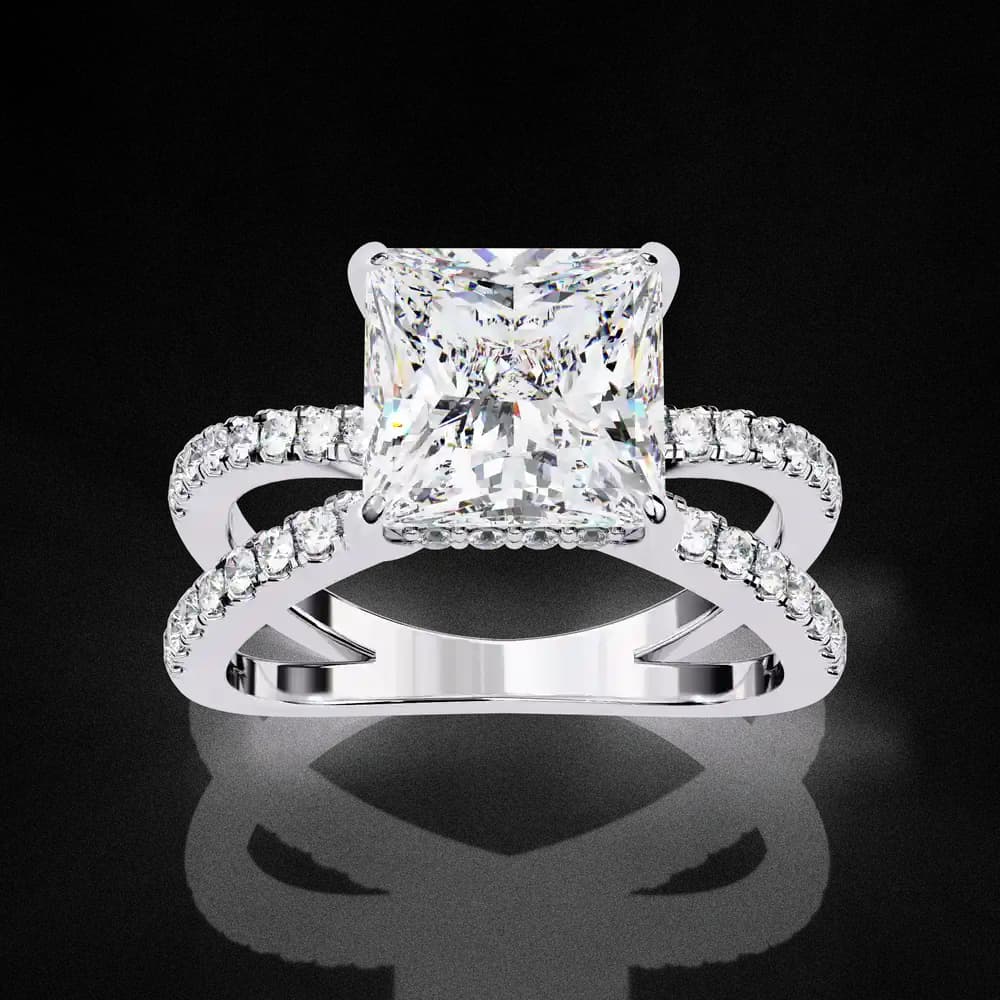 Split Shank Princess Lab Grown Diamond Solitaire Ring - Image 9 Split Shank Princess Lab Grown Diamond Solitaire Ring, view 9 of 14
