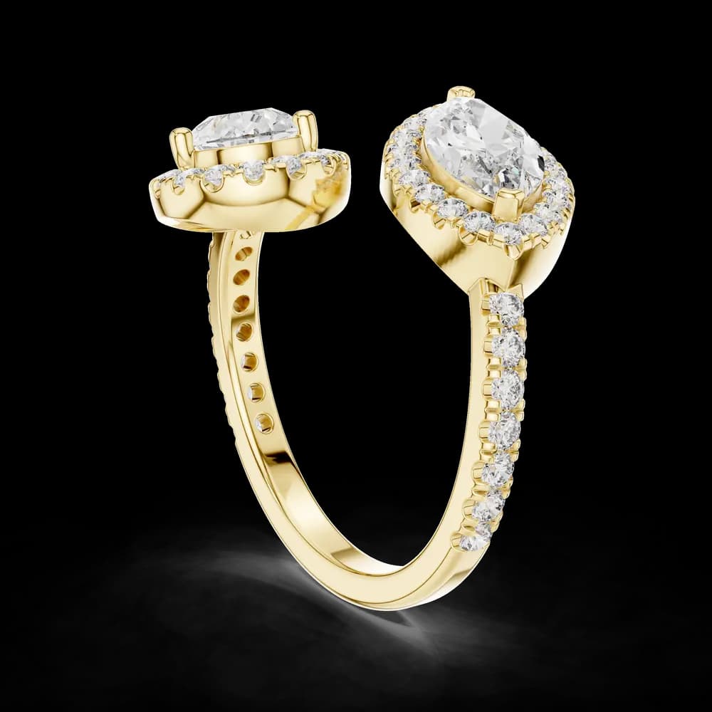Marquise & Pear Halo Toi et Moi Ring - Image 4 Marquise & Pear Halo Toi et Moi Ring, view 4 of 6