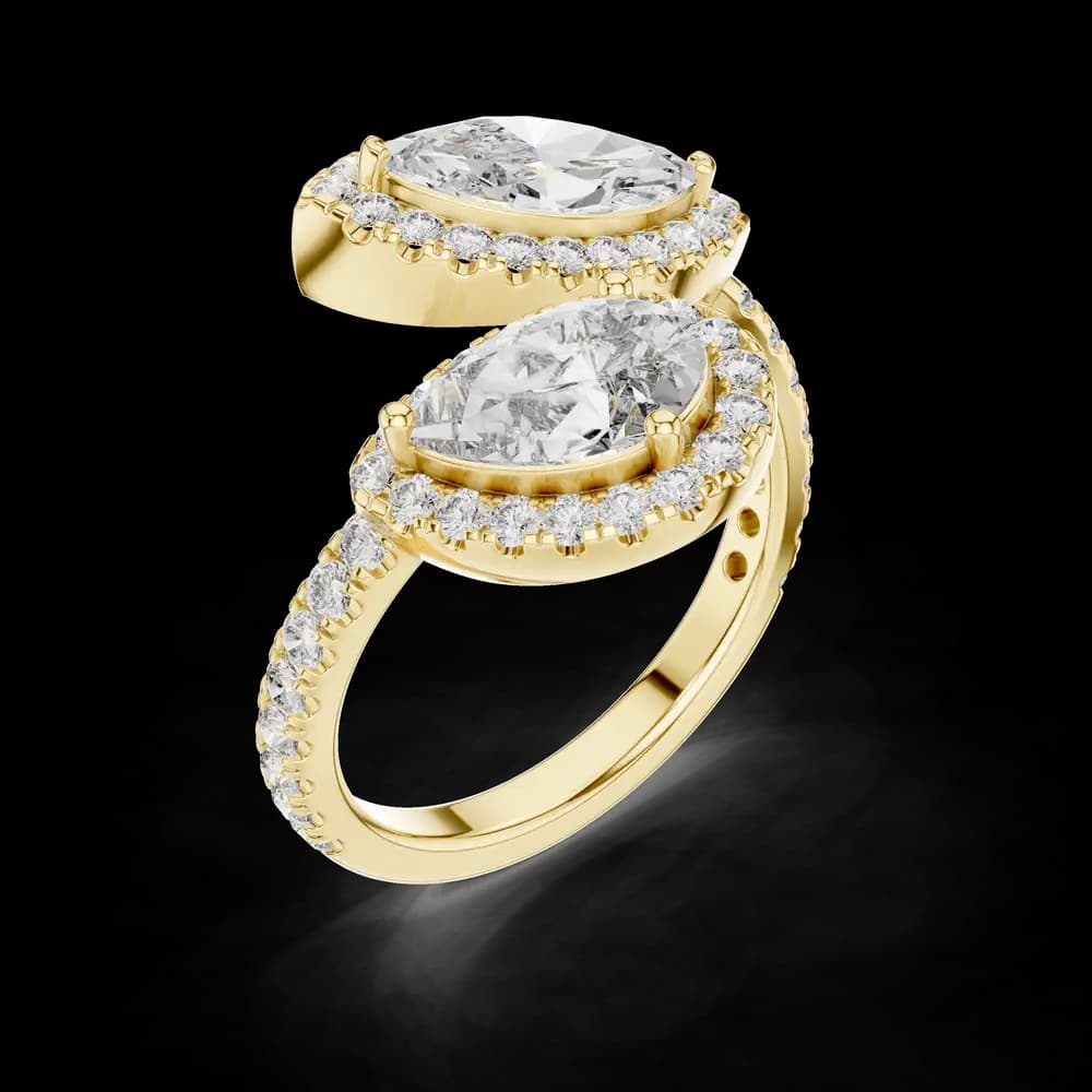 Marquise & Pear Halo Toi et Moi Ring - Image 5 Marquise & Pear Halo Toi et Moi Ring, view 5 of 6