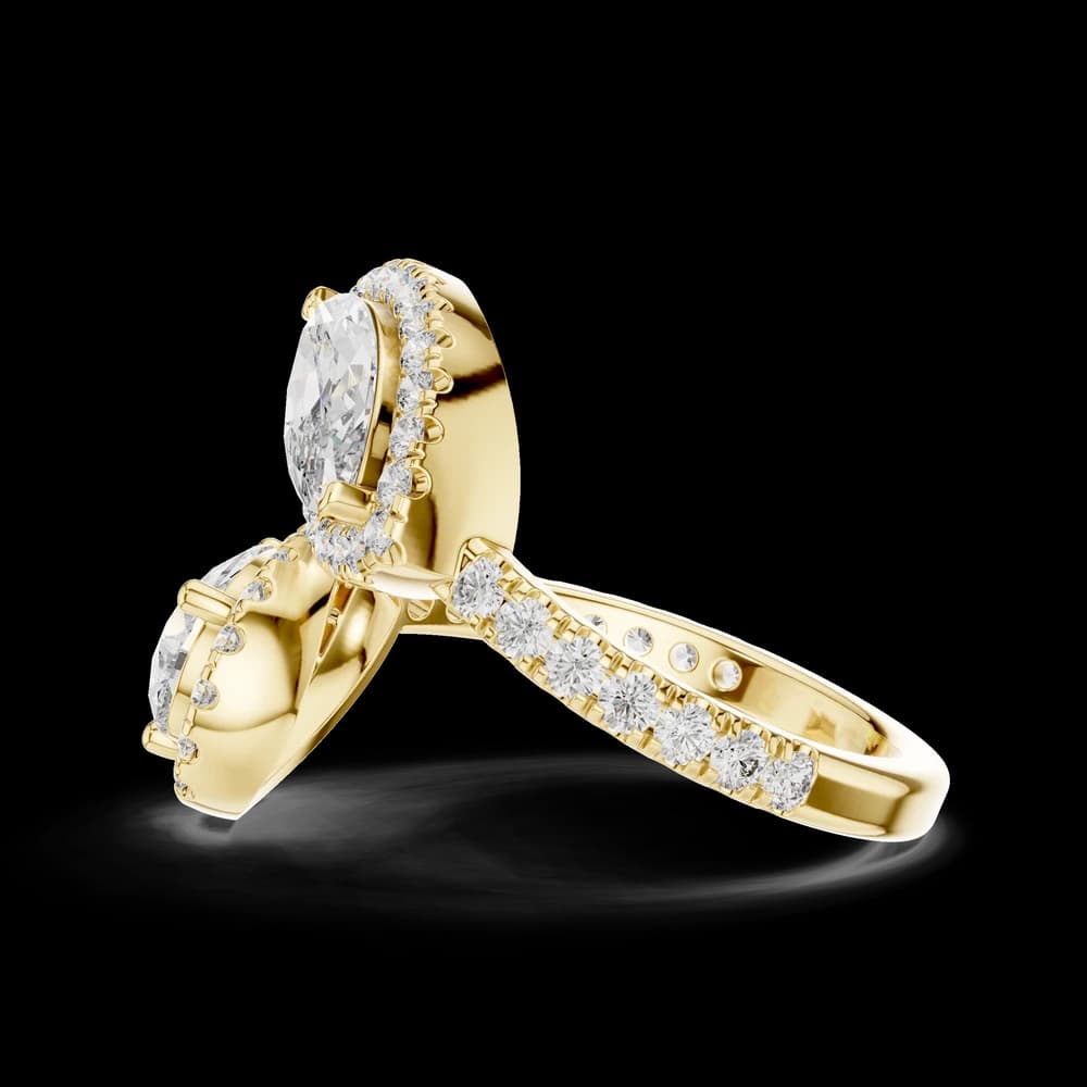 Marquise & Pear Halo Toi et Moi Ring - Image 6 Marquise & Pear Halo Toi et Moi Ring, view 6 of 6