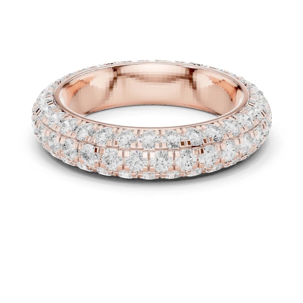 Triple-Row Round Pave Dome Lab Grown Eternity Band - Image 1 Triple-Row Round Pave Dome Lab Grown Eternity Band, view 1 of 9