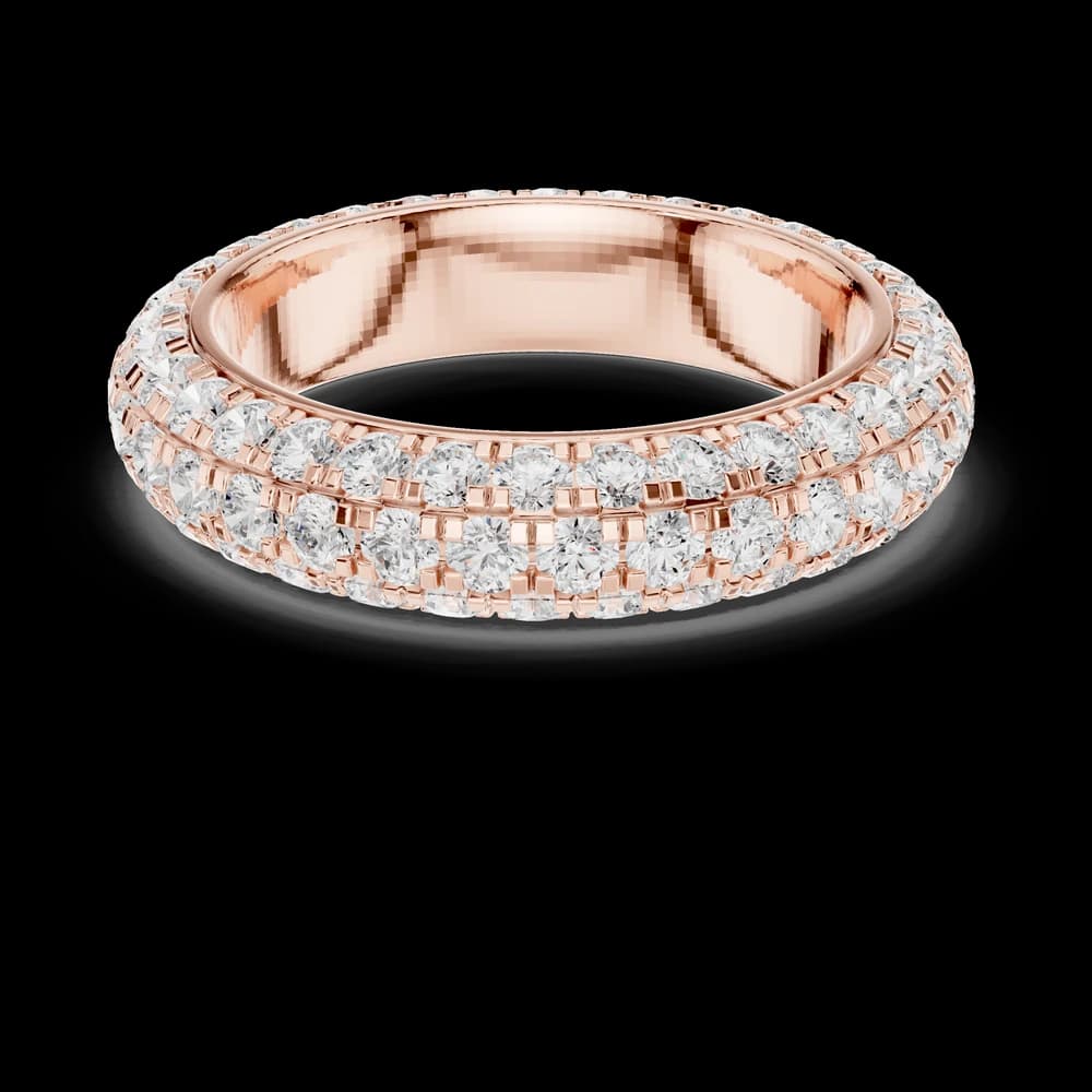 Triple-Row Round Pave Dome Lab Grown Eternity Band - Image 4 Triple-Row Round Pave Dome Lab Grown Eternity Band, view 4 of 9