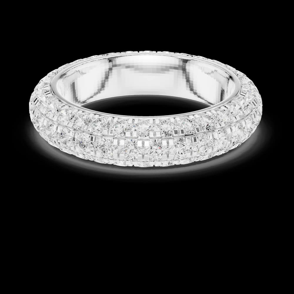 Triple-Row Round Pave Dome Lab Grown Eternity Band - Image 5 Triple-Row Round Pave Dome Lab Grown Eternity Band, view 5 of 9