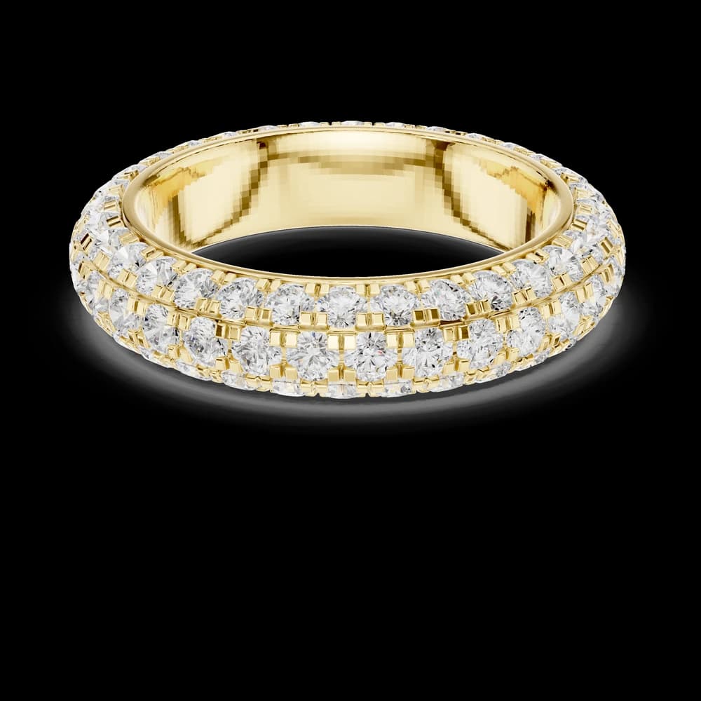 Triple-Row Round Pave Dome Lab Grown Eternity Band - Image 6 Triple-Row Round Pave Dome Lab Grown Eternity Band, view 6 of 9