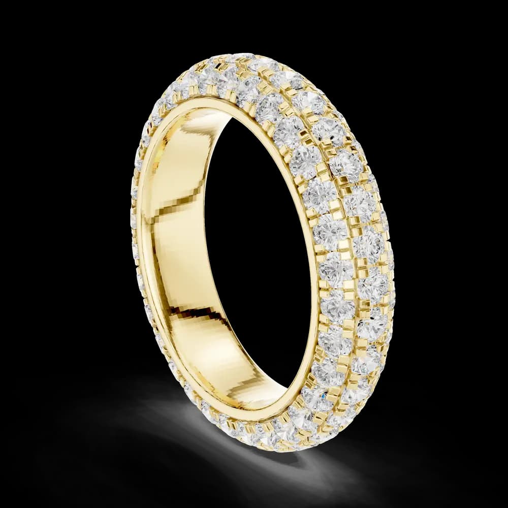 Triple-Row Round Pave Dome Lab Grown Eternity Band - Image 7 Triple-Row Round Pave Dome Lab Grown Eternity Band, view 7 of 9