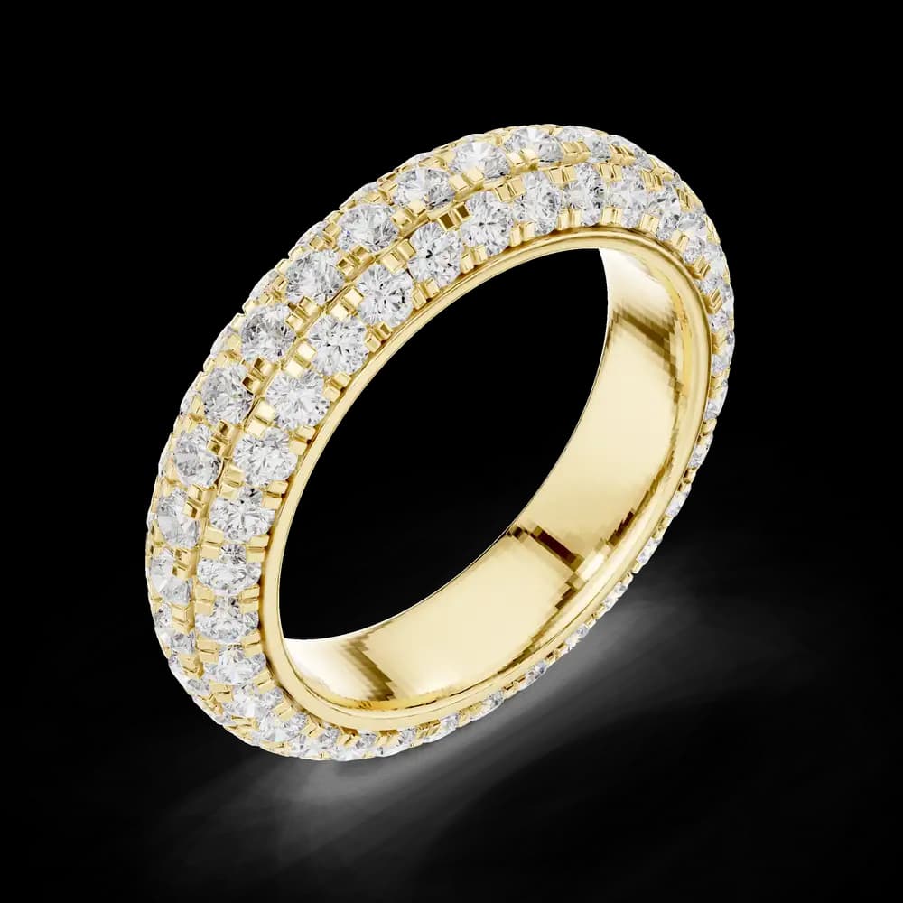 Triple-Row Round Pave Dome Lab Grown Eternity Band - Image 8 Triple-Row Round Pave Dome Lab Grown Eternity Band, view 8 of 9