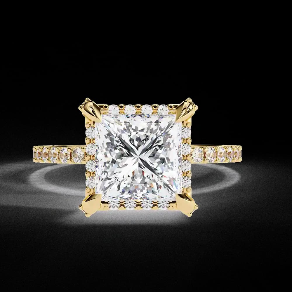 Classic Princess Diamond Pave Lab Grown Diamond Ring - Image 1 Classic Princess Diamond Pave Lab Grown Diamond Ring, view 1 of 12