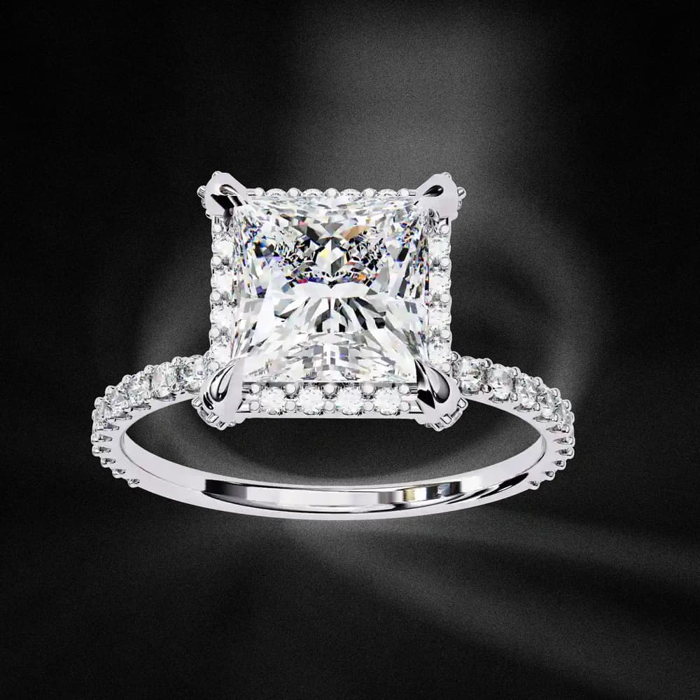 Classic Princess Diamond Pave Lab Grown Diamond Ring - Image 10 Classic Princess Diamond Pave Lab Grown Diamond Ring, view 10 of 12