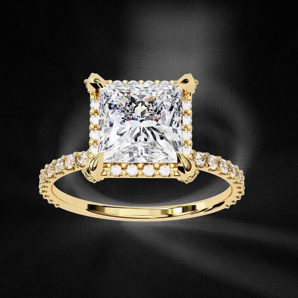 Classic Princess Diamond Pave Lab Grown Diamond Ring - Image 2 Classic Princess Diamond Pave Lab Grown Diamond Ring, view 2 of 12