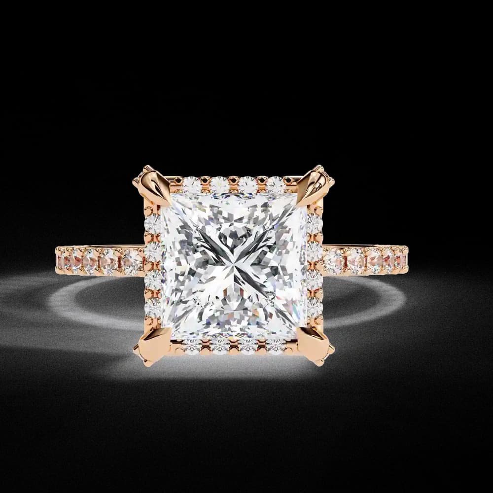 Classic Princess Diamond Pave Lab Grown Diamond Ring - Image 3 Classic Princess Diamond Pave Lab Grown Diamond Ring, view 3 of 12