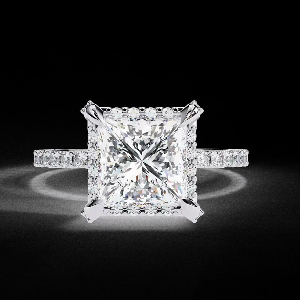 Classic Princess Diamond Pave Lab Grown Diamond Ring - Image 5 Classic Princess Diamond Pave Lab Grown Diamond Ring, view 5 of 12