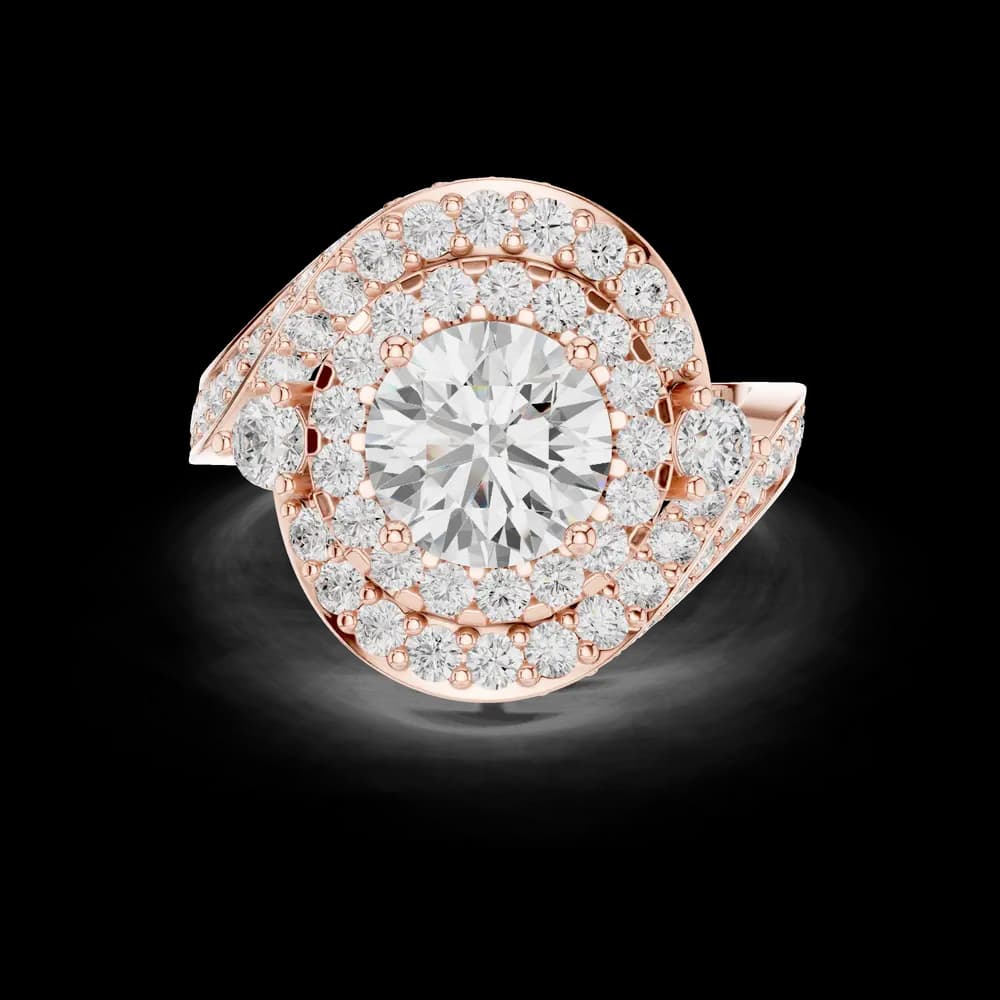 Double Halo Round Pave Lab Grown Diamond Ring - Image 1 Double Halo Round Pave Lab Grown Diamond Ring, view 1 of 6