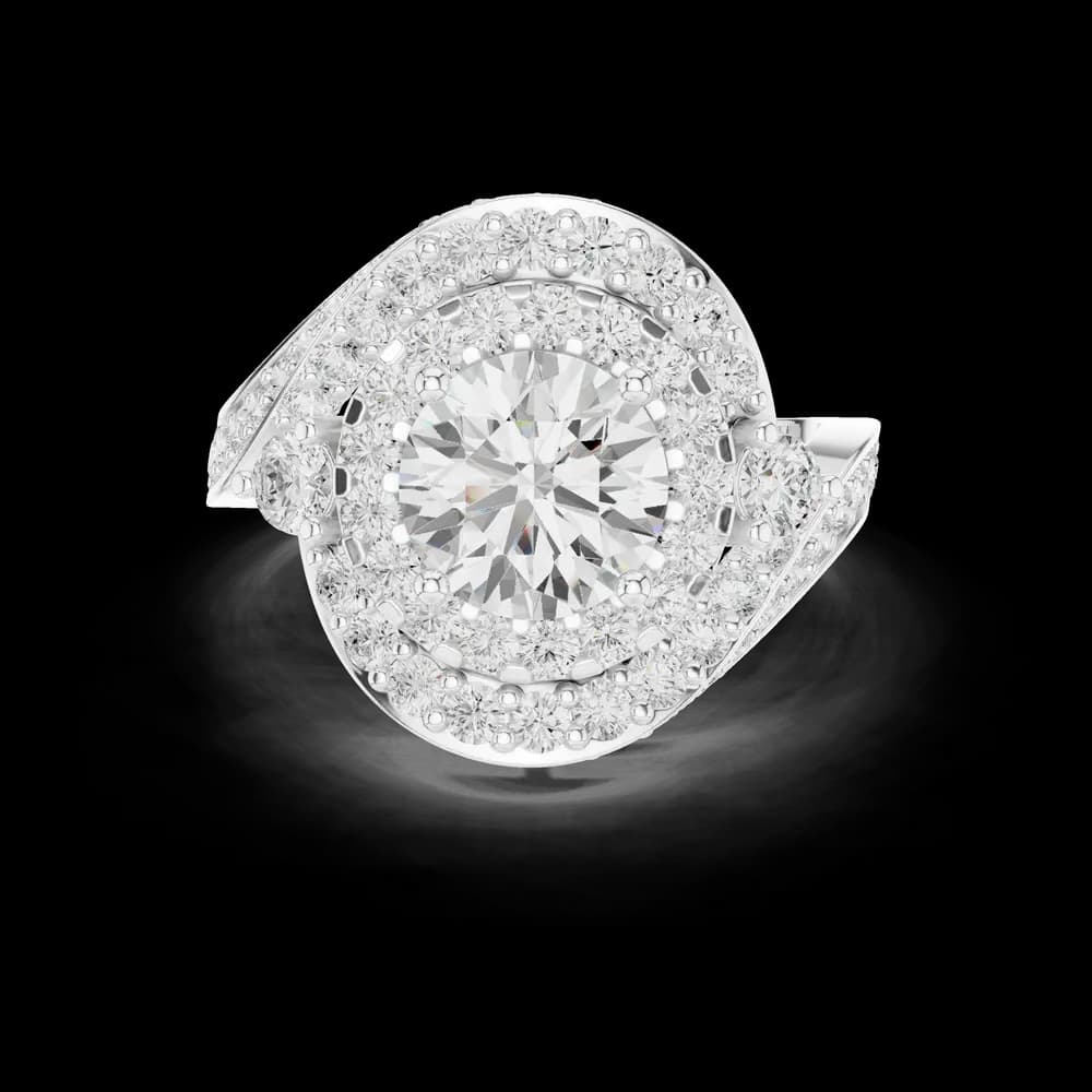 Double Halo Round Pave Lab Grown Diamond Ring - Image 2 Double Halo Round Pave Lab Grown Diamond Ring, view 2 of 6