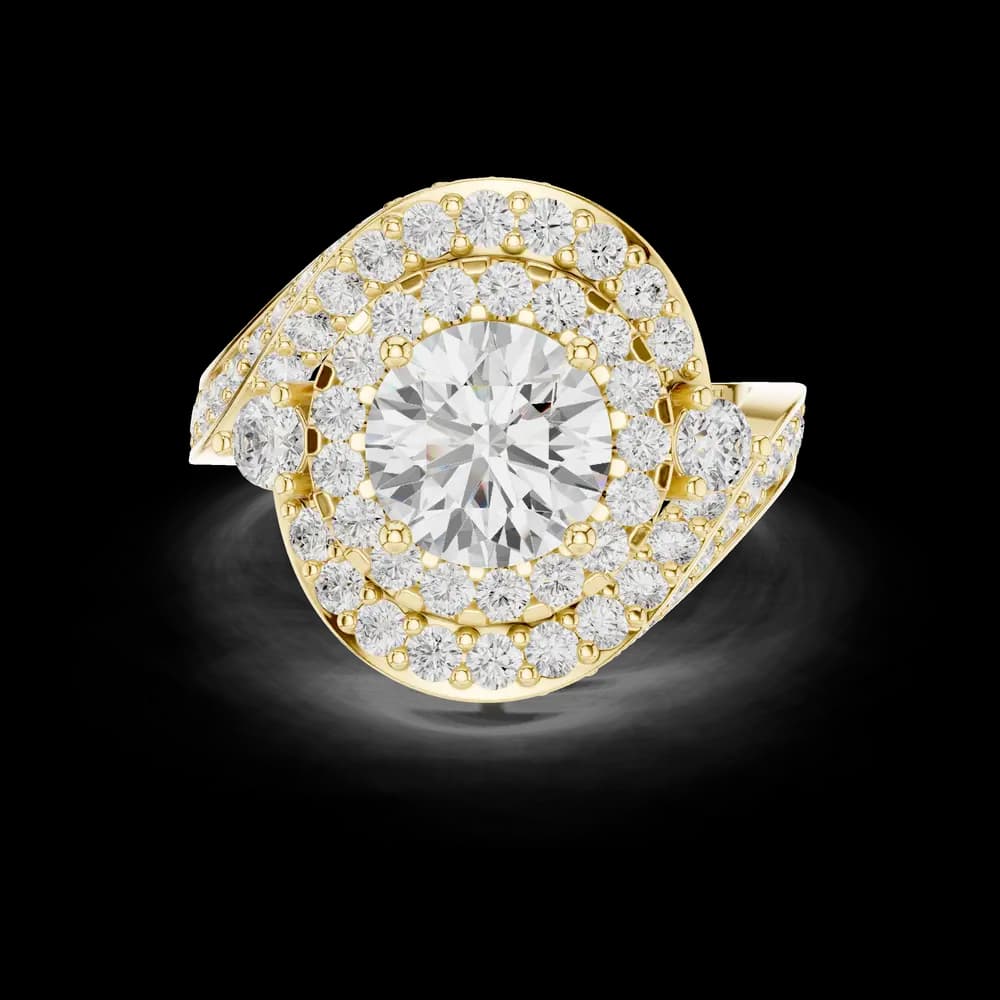 Double Halo Round Pave Lab Grown Diamond Ring - Image 3 Double Halo Round Pave Lab Grown Diamond Ring, view 3 of 6