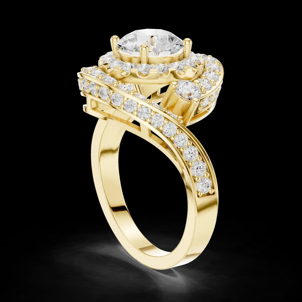 Double Halo Round Pave Lab Grown Diamond Ring - Image 4 Double Halo Round Pave Lab Grown Diamond Ring, view 4 of 6