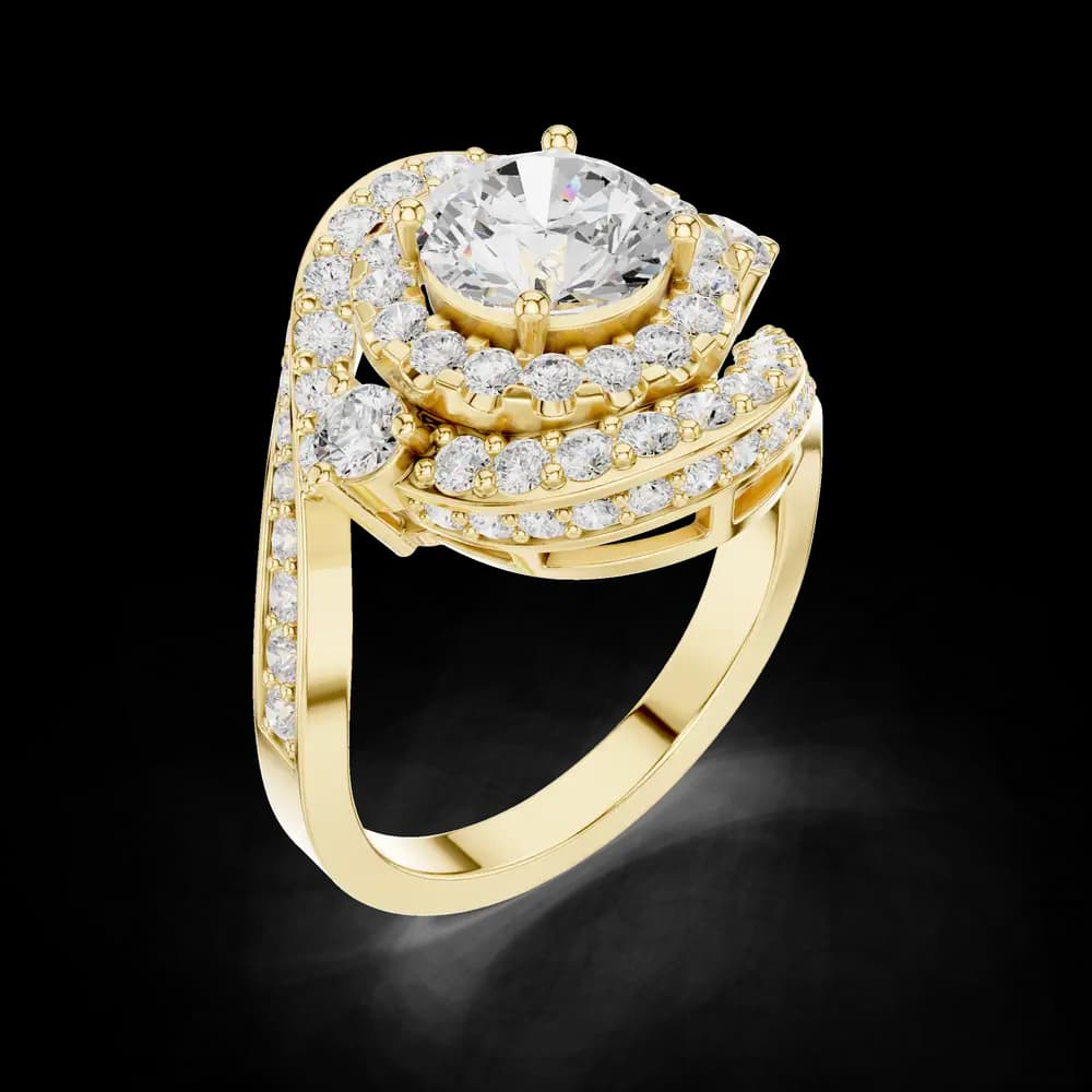 Double Halo Round Pave Lab Grown Diamond Ring - Image 5 Double Halo Round Pave Lab Grown Diamond Ring, view 5 of 6