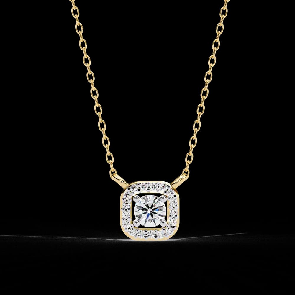 Square Halo Lab Grown Diamond Pendant Necklace - Image 1 Square Halo Lab Grown Diamond Pendant Necklace, view 1 of 11