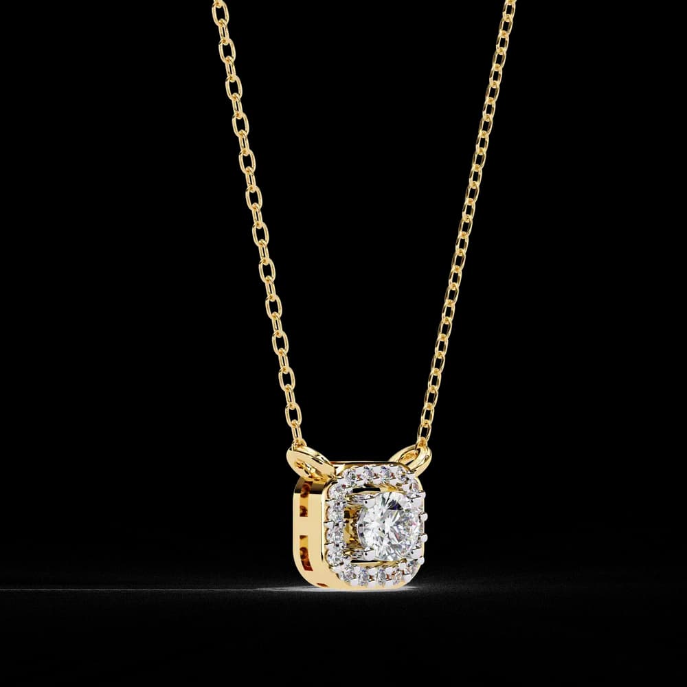 Square Halo Lab Grown Diamond Pendant Necklace - Image 3 Square Halo Lab Grown Diamond Pendant Necklace, view 3 of 11