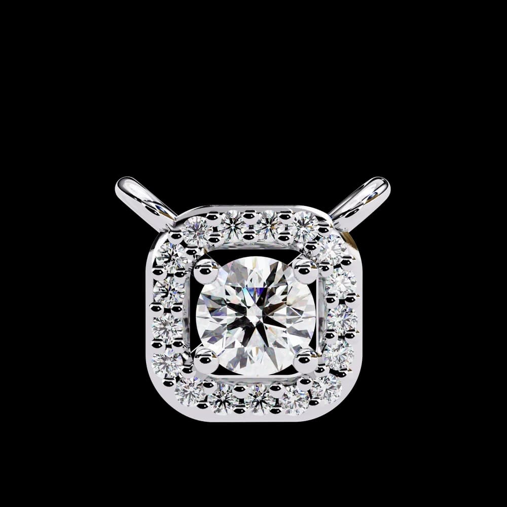Square Halo Lab Grown Diamond Pendant Necklace - Image 6 Square Halo Lab Grown Diamond Pendant Necklace, view 6 of 11