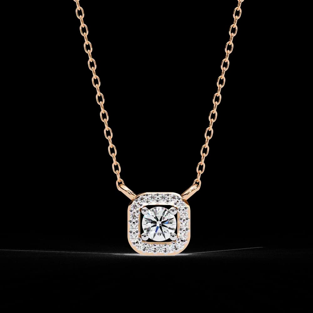 Square Halo Lab Grown Diamond Pendant Necklace - Image 7 Square Halo Lab Grown Diamond Pendant Necklace, view 7 of 11