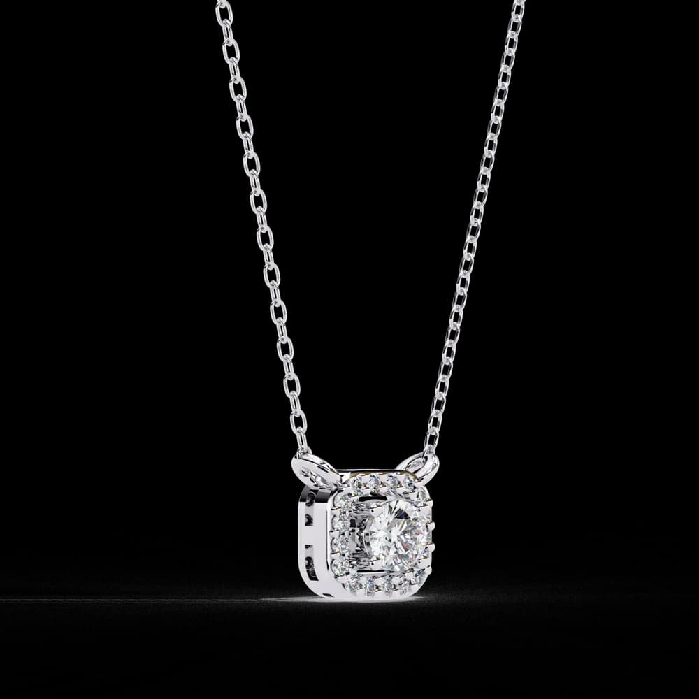 Square Halo Lab Grown Diamond Pendant Necklace - Image 9 Square Halo Lab Grown Diamond Pendant Necklace, view 9 of 11