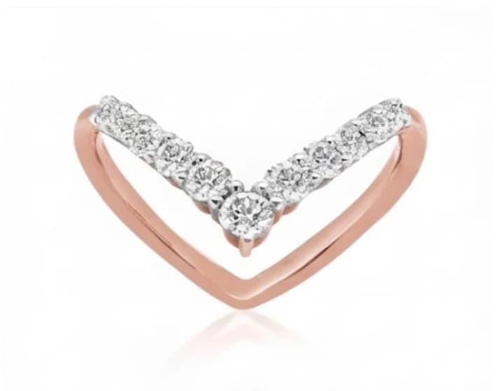 Stacked Lab Grown Diamond Chevron Guard Ring - Image 1 Stacked Lab Grown Diamond Chevron Guard Ring, view 1 of 4