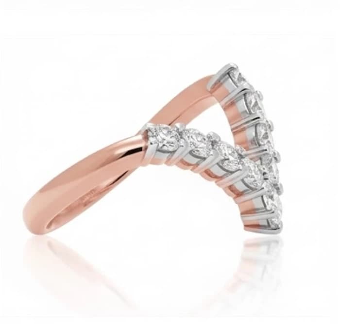 Stacked Lab Grown Diamond Chevron Guard Ring - Image 2 Stacked Lab Grown Diamond Chevron Guard Ring, view 2 of 4