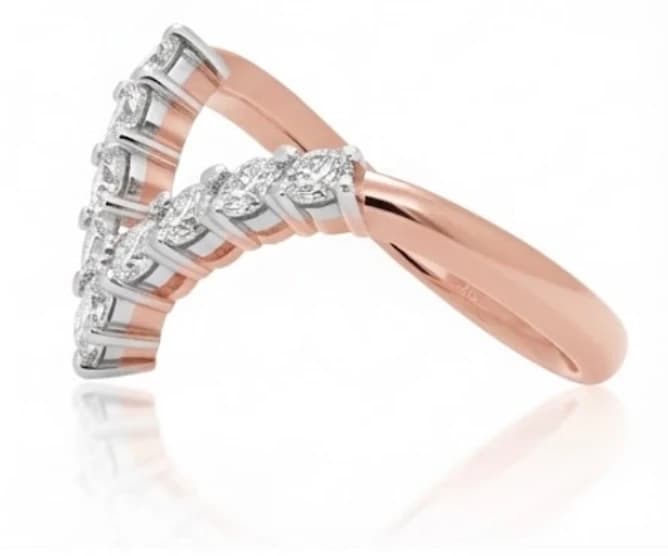 Stacked Lab Grown Diamond Chevron Guard Ring - Image 3 Stacked Lab Grown Diamond Chevron Guard Ring, view 3 of 4