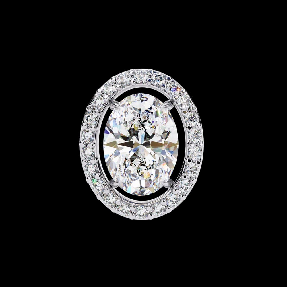 Classic Oval Solitaire With Halo Lab Grown Diamond Stud Earrings - Image 1 Classic Oval Solitaire With Halo Lab Grown Diamond Stud Earrings, view 1 of 4